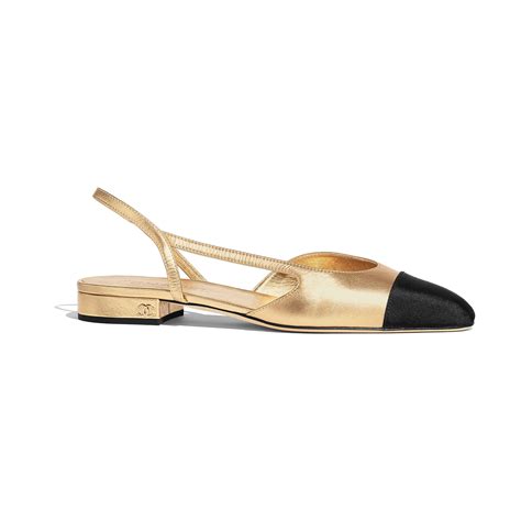 chanel gold logo split heel pump|chanel slingback heels.